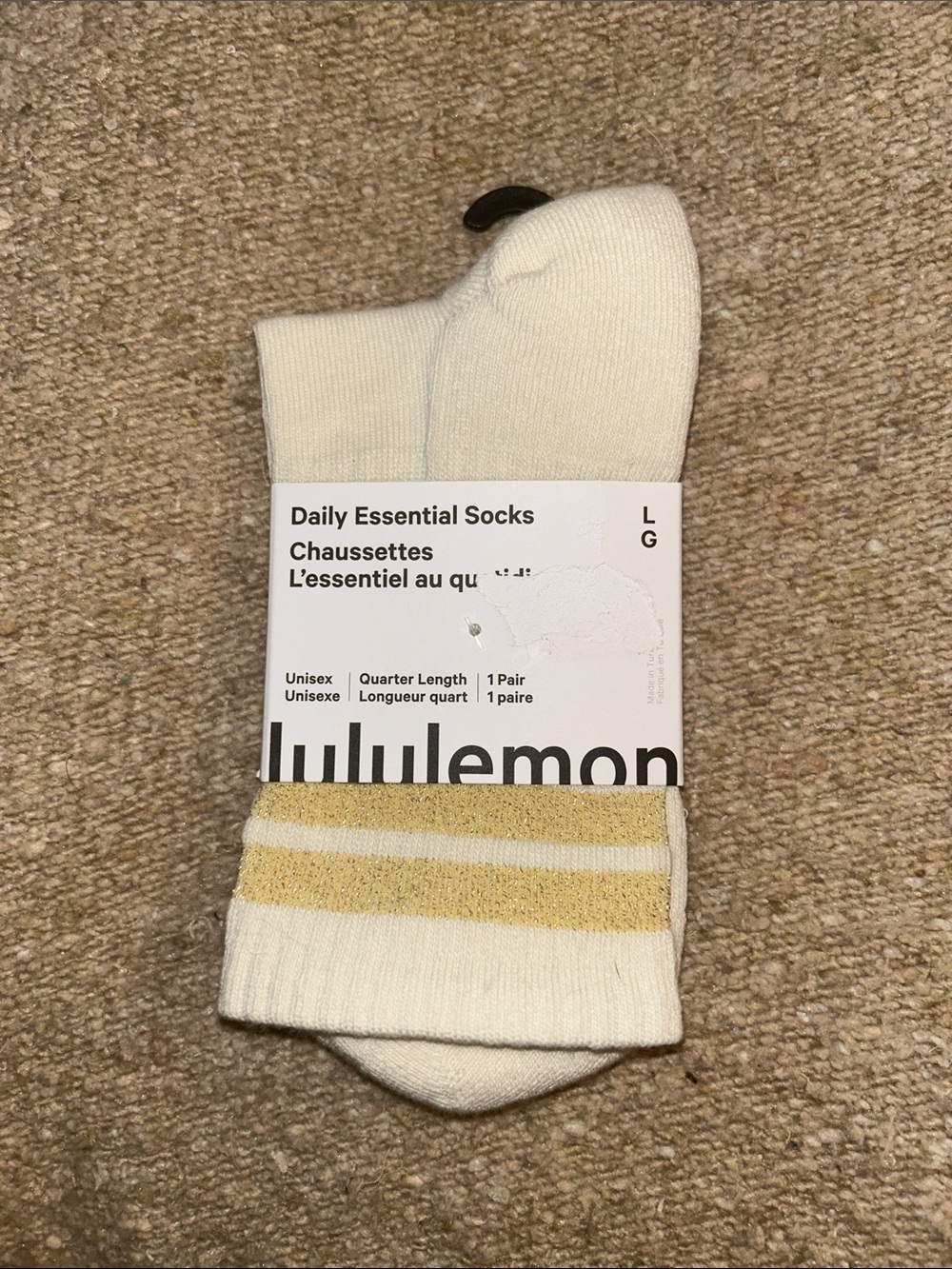lululemon athletica Daily Essential Socks - Cream and Gold Stripes